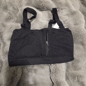 Black Zip-Front Sports Bra